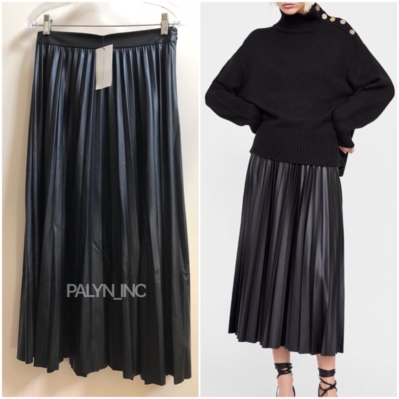 long pleated skirt zara